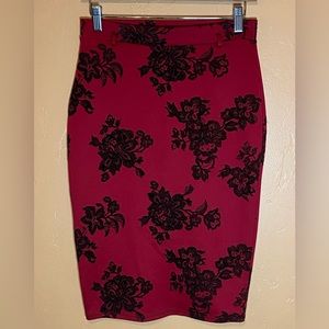 Red skirt with Black Roses